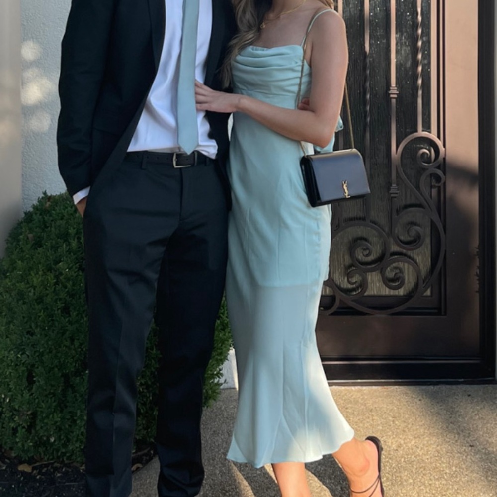 Teal midi dress - wedding guest dress